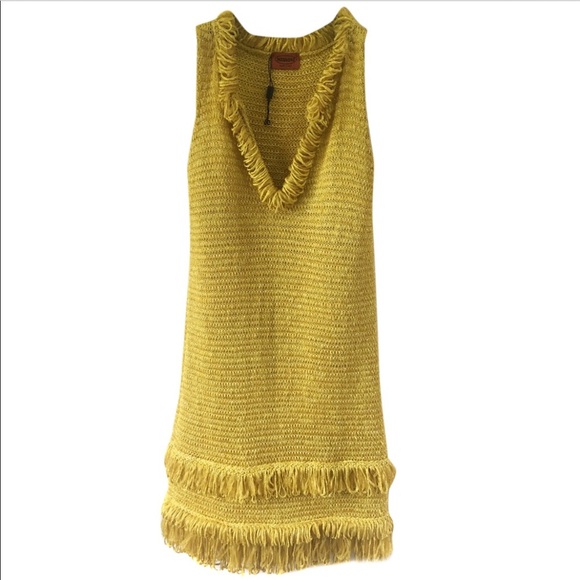 Missoni yellow Gold shift  Dress with fringe - Picture 2 of 5